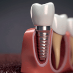 Medically accurate 3D illustration of human teeth and Implant concept.