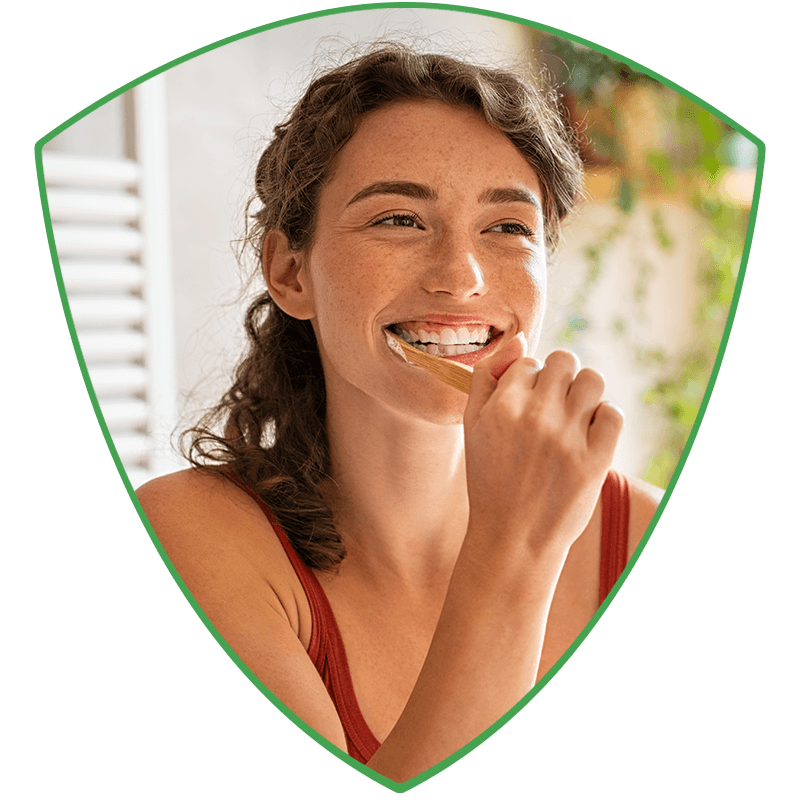 girl brushing her teeth