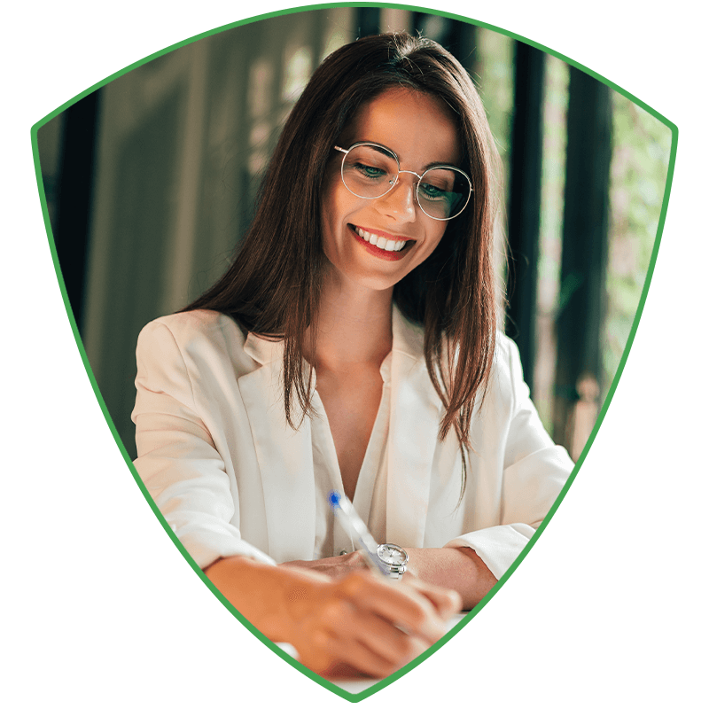 lady filling out her dental forms
