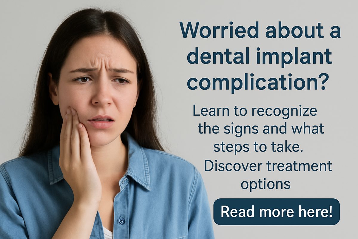 Close up of a dental implant with inflamed gums and visible pus. No text on image.